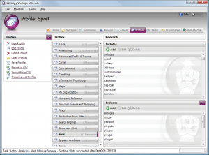 Vantage Ultimate Keyword Profiles Screen